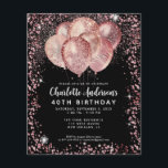 Budget Black Rose Gold Glitzer Ballon Geburtstag Flyer<br><div class="desc">Modern Glam Blush Pink Rose Gold Schwarzer Glitzer Sparkle Ballon Elegant Stilvolle Geburtstagsfeier Einladung</div>