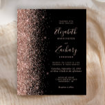Budget Black Rose Gold Glitzer Einladung Hochzeits<br><div class="desc">Die links Kulisse dieser eleganten, modernen Hochzeitseinladung besticht durch eine Rose Gold Imitat Glitzer-Grenze. Der anpassbare Text kombiniert eine handgeschriebene Handschrift mit blasser Rose in goldfarbenem Schwarz, Kupferplatte und kursiven Schriftart auf schwarzem Hintergrund. Auf der Rückseite ist ein passendes Gold-Design in Schwarz und Rose. HINWEIS: Umschläge sind nicht automatisch in...</div>
