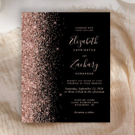 Budget Black Rose Gold Glitzer Einladung Hochzeits