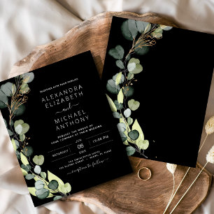 Budget Black Rustic Greenery Eukalyptus Wedding
