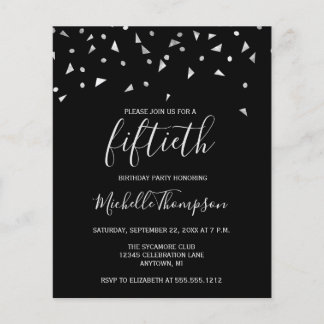 Budget Black Silver 50. Geburtstagsparty Einladung