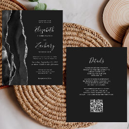Budget Black Silver Agate Dark QR Code Hochzeit