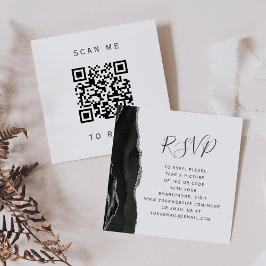 Budget Black Silver Agate Wedding QR Code UAWG Begleitkarte