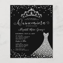 Budget Black Silver Diamond Sparkle Quinceanera