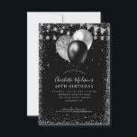 Budget Black Silver Glitzer Balloon Beleuchtung Ge Mitteilungskarte<br><div class="desc">Modernes,  elegantes Black Silver Slate Gray Glitzer String Lights Banner Ballon Jegliche Jahreszeit</div>