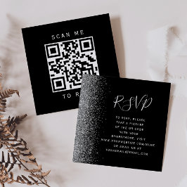 Budget Black Silver Glitzer Hochzeit QR Code UAWG Begleitkarte