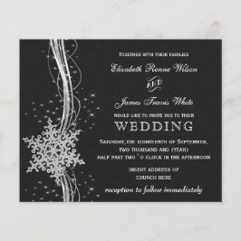 Budget Black Silver Snowflakes Hochzeitseinladunge