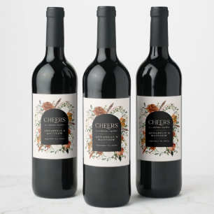 Budget black, Terracotta florale Gastgeschenk Hoch Weinetikett
