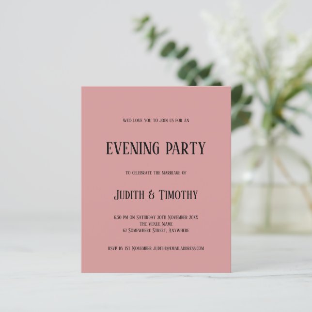 Budget Black Text Dusty Pink Abend Party laden (Stehend Vorderseite)