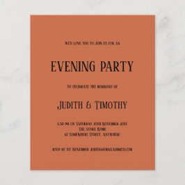 Budget Black Text Terracotta Abend Party Einladung