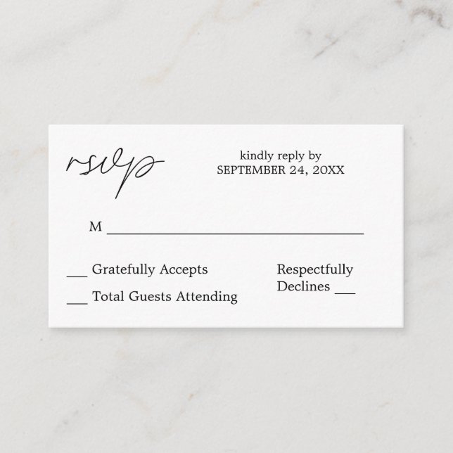 Budget Black & White Calligrafy 3 UAWG no Meal Begleitkarte (Vorderseite)