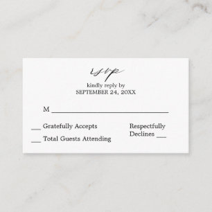 Budget Black & White Calligraphy 2SM No Meal UAWG Begleitkarte