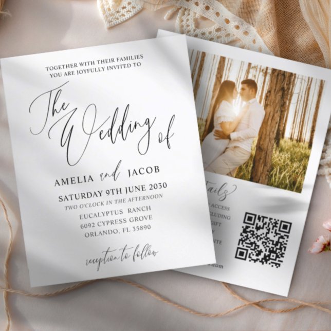 Budget Black & White Calligraphy QR Code Hochzeit (Von Creator hochgeladen)