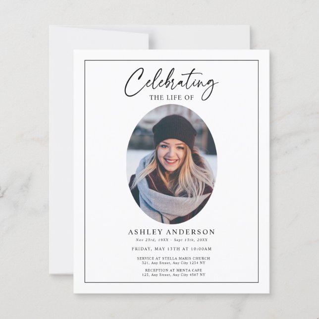 Budget Black White Celebration of Life Funeral (Vorderseite)