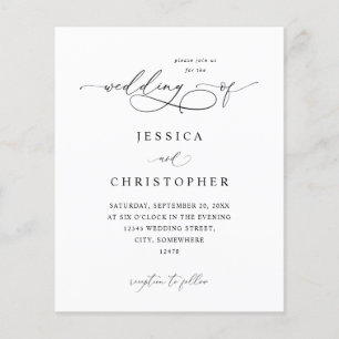 Budget Black & White Moderne Kalligraphie 3 Hochze Flyer