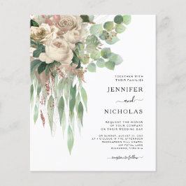 Budget Black & White Peonies Einladung Hochzeitsfe Flyer