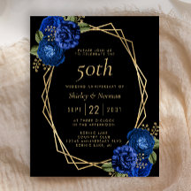 Budget Blau Floral Gold Schwarz 50. Jubiläum