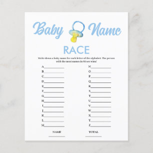 Budget Blau Name Rennen Baby Shower Spiel