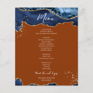 Budget Blaue Orange Achat Hochzeitsmenü Flyer