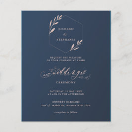 Budget Blauer und rosa Foliage Einladung zur Hochz Flyer