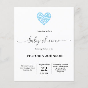 Budget Blaues Herz Baby Shower Party Einladung