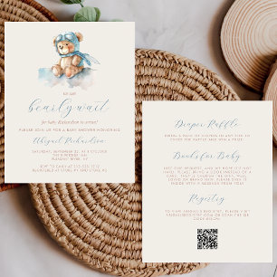 Budget Blaues Jungen-Teddybär-QR-Code-Baby-Party