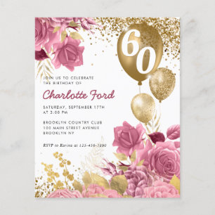 Budget Blink Pink Floral Gold Ballon Geburtstag