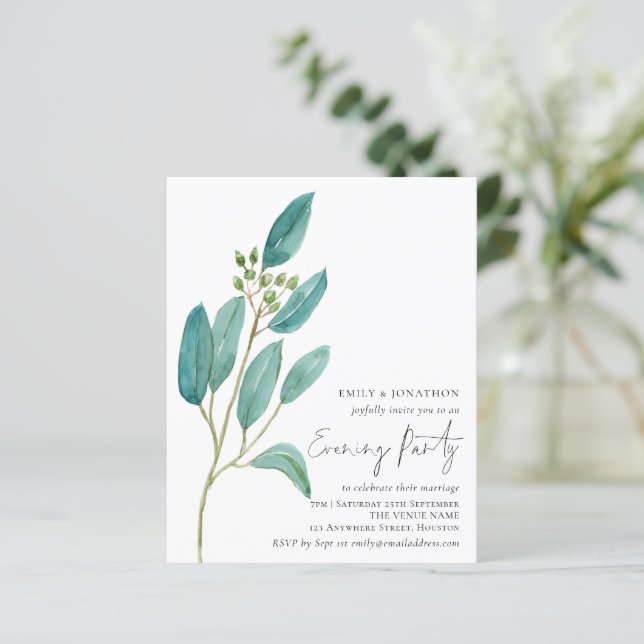 Budget Blue Blätter Hochzeitsstichtag Abend Party (Stehend Vorderseite)