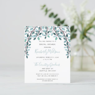 Budget Blue Botanical Bridal Dusche Einladung