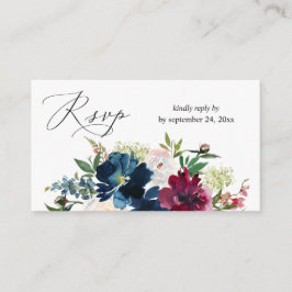 Budget Blue, Burgund & White Floral 2SM UAWG Begleitkarte