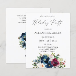 Budget Blue, Burgund & White Floral Holiday Party