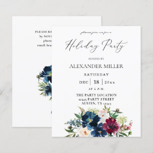 Budget Blue, Burgund & White Floral Holiday Party