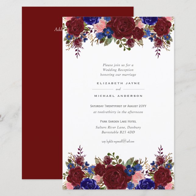 BUDGET Blue Burgundy Floral Wedite A9 (Vorne/Hinten)