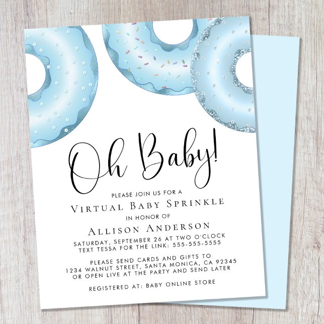 Budget Blue Donuts Virtual Baby Sprinkle Einladung (Von Creator hochgeladen)