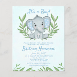 Budget Blue Elephant Boy Baby Dusche Einladung