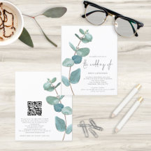 Budget Blue Eucalyptus QR Code Hochzeitsempfehlung