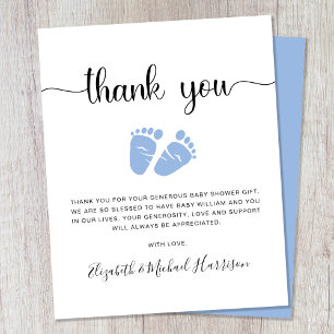 Budget Blue Feet Baby Boy Douche Carte de remercie