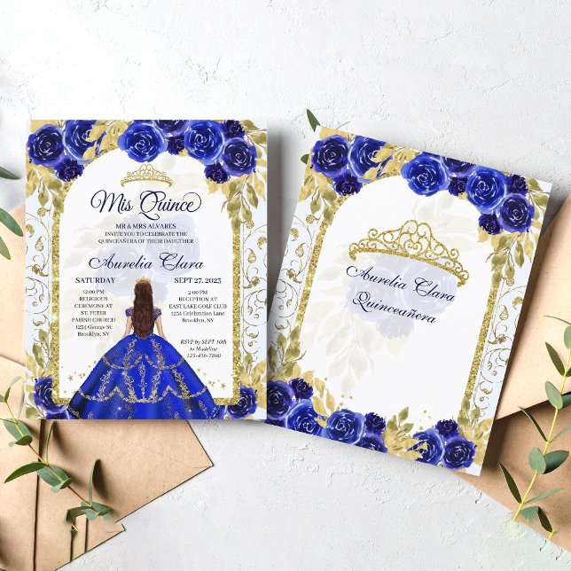 Budget Blue Floral Princess Gold Arch Quinceanera (Von Creator hochgeladen)