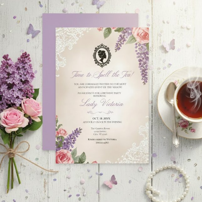 Budget Blue Florals Bridgerton Birthday Party Einladung (Von Creator hochgeladen)