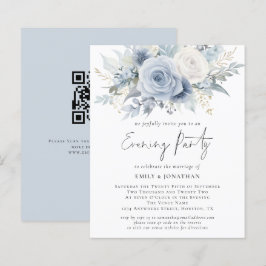 Budget Blue Florals QR Code Wedding Abend Party