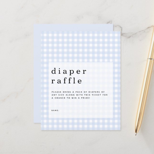 Budget Blue Gingham Diaper Raffle Gehäuse (Vorderseite/Rückseite Beispiel)