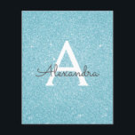 Budget Blue Glitzer 16 . Geburtstag Birthday<br><div class="desc">Budget Blue Sparkle Glitzer 16 . Geburtstag Monogram Name und Initial Birthday Party Einladung. Diese Einladung ist ideal für die Sparkle Glitzer Sweet 16 Geburtstagsparty,  die in Aquamarin oder Aqua Blue feiern möchten.</div>