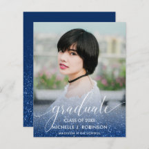 BUDGET BLUE Glitzer Ombre Girly Foto Abschluss