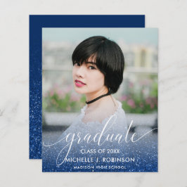 BUDGET BLUE Glitzer Ombre Girly Foto Abschluss