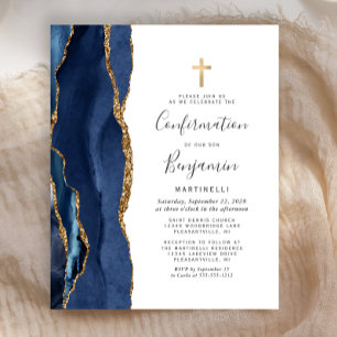 Budget Blue Gold Agate Bestätigung Einladung