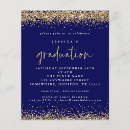 Budget Blue Gold Glitzer 2024 Abschluss Einladung