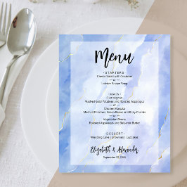 Budget Blue Gold Marble Wedding Menü