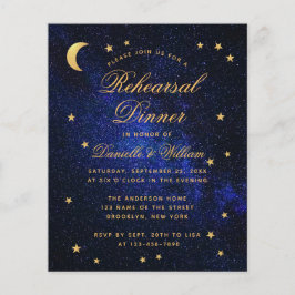 Budget Blue Gold Stars Probe Dinner Einladung