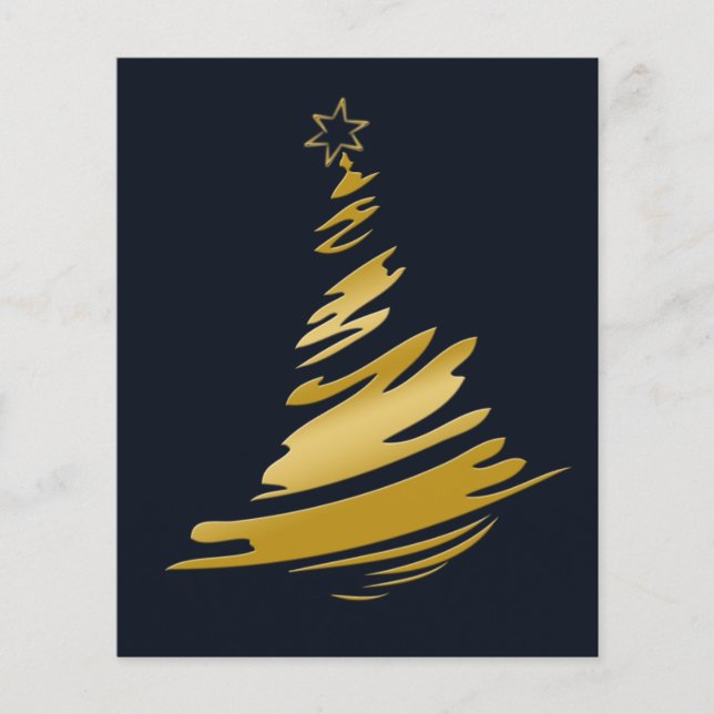 Budget Blue Gold Weihnachtsbaum Weihnachtskarte (Vorderseite)