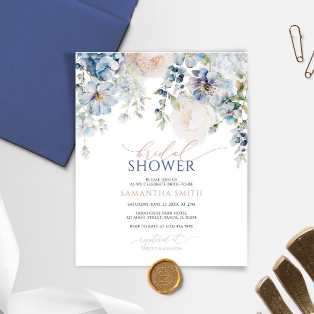 Budget Blue Hydrangea Bridal Dusche Einladung (Von Creator hochgeladen)